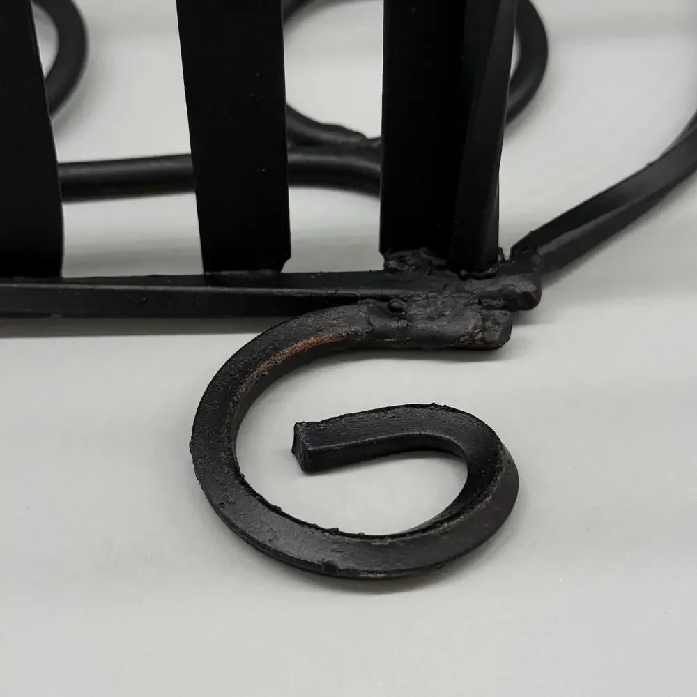 Wrought Iron 6 Bottle Tabletop Wine Rack Rustic Home Decor Storage With Handle